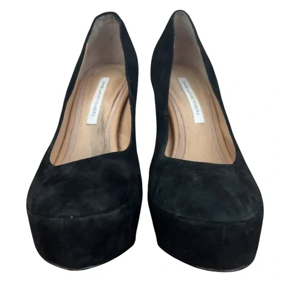 Diane von Furstenberg black "suede/nubuck" platform pumps SZ: 8.5 - Picture 3 of 10